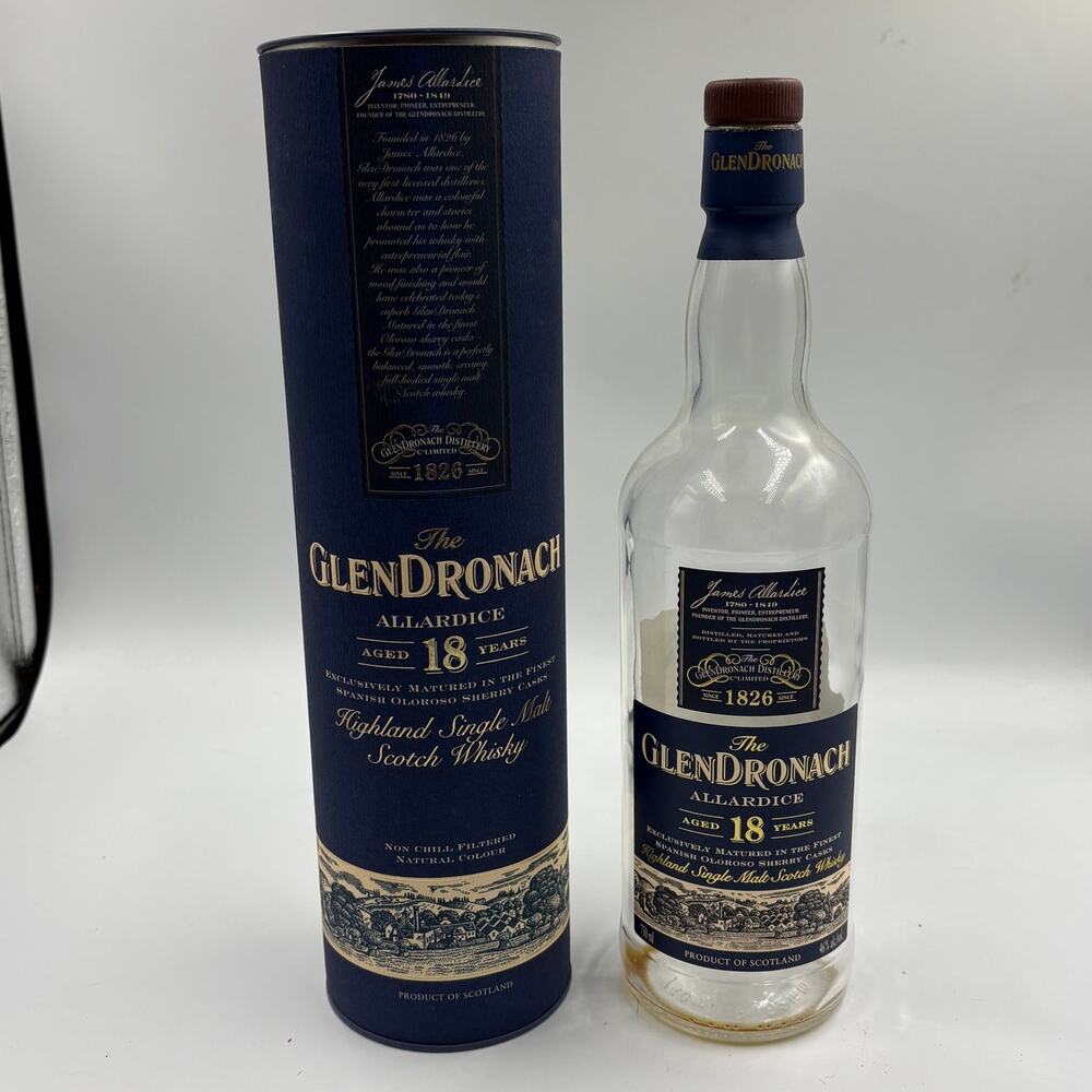 GlenDronach Allardice 18 Year EMPTY Scotch Bottle & Tube 750ml 2016